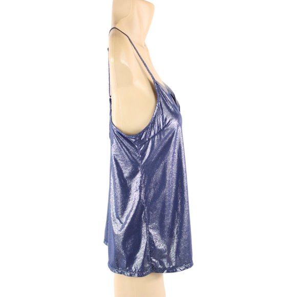 Victoria's Secret Camisole Small Metallic Blue with Sheer Trim Adjustable CA305 - Picture 4 of 9